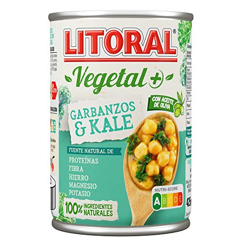 LITORAL Super Alimentos Plato Preparado de Garbanzos con Kale, Sin Gluten, 425g