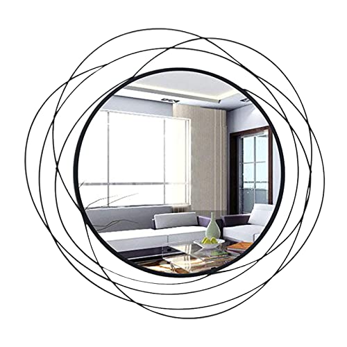 LIUSU Espejo de ParedEspejo Decorativo Redondo Espejo de Pared Creativo Espejo de baño Espejo de Pared Espejo de Hierro Forjado del Norte de Europa,Negro