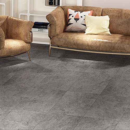 Livelynine 32 Losetas Suelo Vinilo Autoadhesivo para Cocina Lavable Suelos de Vinilo Adhesivos para Suelos de Baño Baldosas Adhesivas Suelo 30x30 Loseta Vinilica Autoadhesiva Suelo Salón Cemento Gris