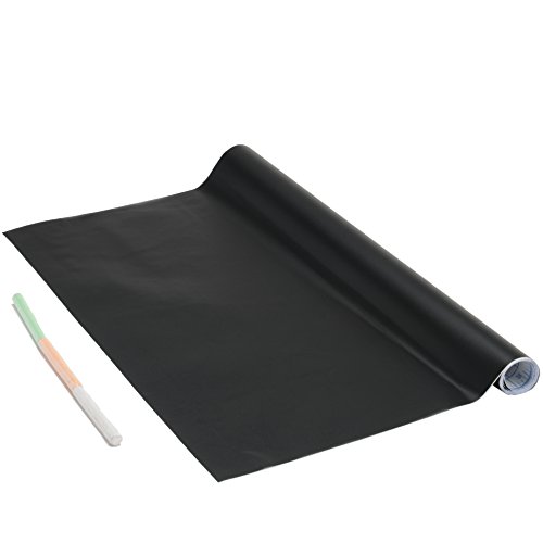 Lámina de pizarra autoadhesiva incl. 3 piezas de tiza autoadhesiva, lámina de papel, negra, 45 cm x 1,5 m, grosor: 0,15 mm, Venilia 53007