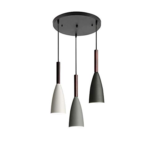 Lámpara colgante nórdica LED, techo colgante de metal Macaron con 3 luces, soporte para lámpara E27, accesorio de cocina, base redonda ajustable de 90 cm, iluminación colgante AC 90-265 V