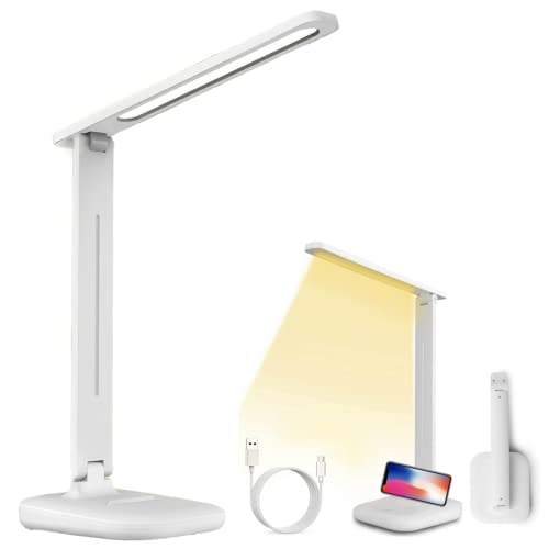 Lámpara de escritorio LED Flexo de Escritorio de 3 modos Brillo Regulable Lámpara Plegable Control Lámpara de mesa Lectura para Estudio oficina Luz Nocturna (BLANCO)