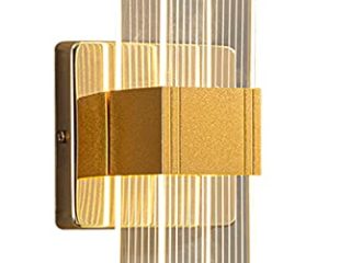 Lámpara de Pared LED de 12W, Aplique de Pared de Aluminio para Interiores Moderna, Lámpara de Noche Regulable, Lámpara de Pared Acrílica Ovalada, Para Pasillo Dormitorio Sala de Estar (oro)