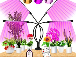 Lámpara de Planta, EWEIMA Lámpara LED Cultivo de 4 Cabezales de Espectro Completo con 80 LED, Luz para Plantas de 10 Niveles Regulable y 360°Ajuste con Función de Temporizador, para Jardinería Bonsai