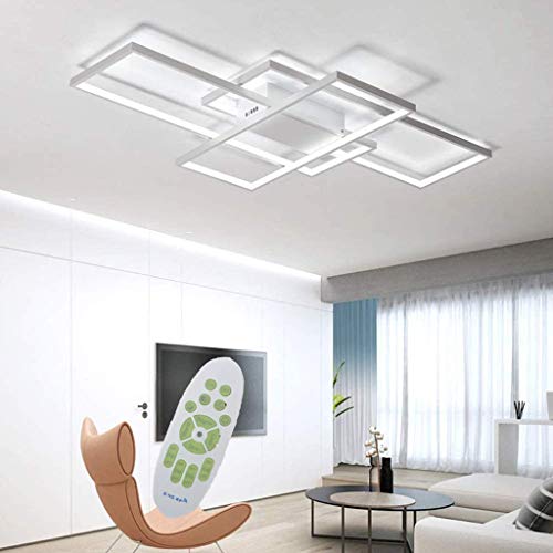 Lámpara De Sala De Estar Con Luz De Techo Regulable LED Con Control Remoto Lámpara De Techo Minimalista Moderna Lámpara De Techo De Diseño Acrílico De Metal Creativo Iluminación Lámpara,Blanco,105cm