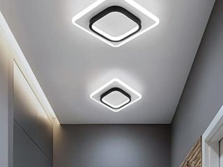 Lámpara de Techo Moderna, Plafon LED Techo acrílica 22W, Luz de Techo Forma Cuadrado, Iluminación para Pasillo Comedor Balcón, Blanco Frío 6000K, L24*W24*H5CM