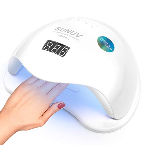 Lámpara de Uñas UV LED, Secador de Uñas Profesional SUNUV 48W para Manicura y Pedicura con Sensor Automático, 4 Temporizadores de 10,30,60,99s