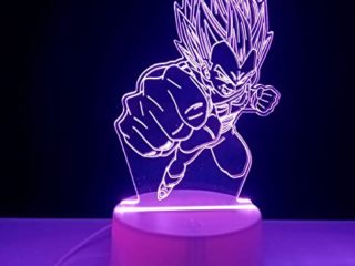 Lámpara Ilusión Óptica 3d para dormitorio Dragon Ball Lámpara Decorativa Anime para Regalo Lámpara Mesita de Noche (Vegeta Dragon Ball)