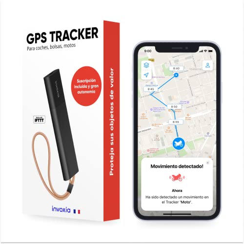 Localizador GPS Invoxia sin Tarjeta SIM con Alerta Antirrobo en Tiempo Real y Gran Autonomía – Suscripción Incluida – Seguimiento Coche, Moto, Scooter, Bolso, Niños, Personas Mayores, Objetos de Valor