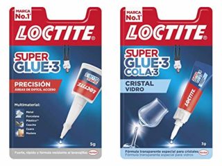 Loctite Super Glue-3 Precisión, pegamento transparente, adhesivo universal con goteo fácil de regular, 1x5 g + Loctite Super Glue-3 Cristal, adhesivo para cristal resistente al agua, 1x3 g