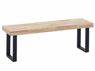 Loft, Banco para Mesa de Comedor, Asiento Auxiliar, Acabado en Roble Salvaje y Negro, Medidas: 120 cm (Ancho) x 34 cm (Fondo) x 47 cm (Alto)