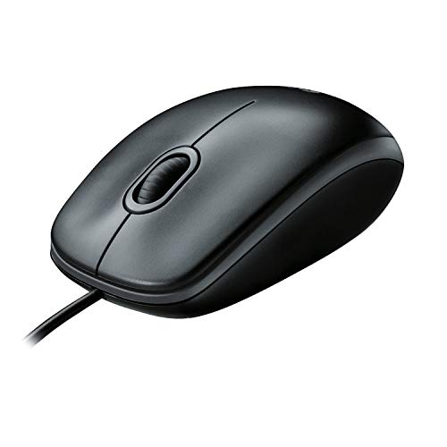 Logitech B100 Ratón con Cable, 3 Botones, Seguimiento Óptico, Ambidiestro, PC/Mac/Portátil/Chromebook - Negro