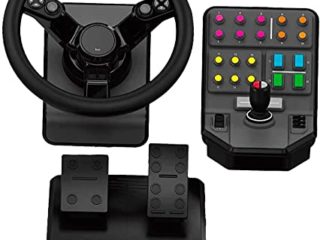Logitech G Saitek Paquete de Equipo Pesado, Volante 900 Grados, +38 Botones Asignables, Dos Palancas Analógicas, USB, PC/Mac - Negro