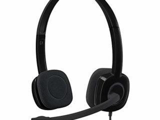Logitech H151 Auriculares con Cable, Sonido Estéreo con Micrófono Giratorio, Jack 3,5mm, Controles Integrados, PC/Mac/Portátil/Tablet/Smartphone , Negro