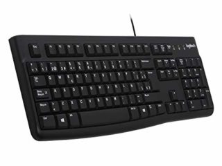 Logitech K120 Teclado con Cable Business para Windows, Tamaño Normal, Resistante a Líquido, Barra Espaciadora Curvada, PC/Portátil, Disposición QWERTY Español, color Negro