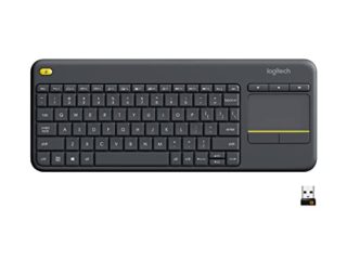 Logitech K400 Teclado Táctil Inalámbrico Plus para TV con un Control Multimedia y Panel Táctil, Teclado HTPC para TV conectada a PC, Windows, Android, Chrome OS, Portátil, QWERTY Español - Negro