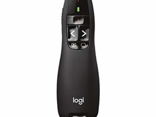 Logitech R400 Presentador Inalámbrico, 2,4 GHz con Receptor USB, Puntero Láser Digital Rojo, Distancia de 30 Metros, 6 Botones, Controles Intuitivos, Indicador de Batería, Compatible con PC, Negro