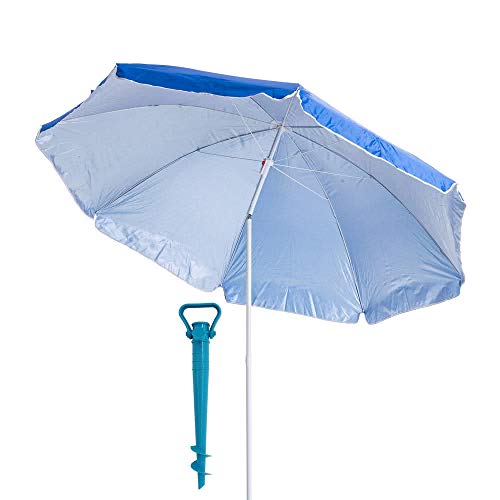 LOLAhome Sombrilla Playa Azul de Acero (con Soporte, 180 cm)