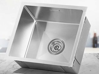 LOMAZOO Fregadero Cocina Fregaderos de Cocina | Fregadero cocina un seno | Fregadero bajo encimera - Fregadero acero inoxidable (45 x 40 x 19 cm) [OBERON]