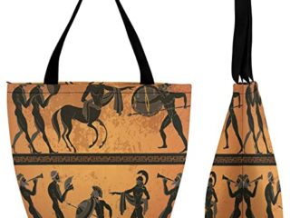 Longfind Bolsas De Compra Grecia Centauro Figura Negra Cerámica Mitología Griega Antigua Bolsa De Playa Bolsa De Libro Con Cremallera Bolsos De Compras Bolsos Interiores Bolsillo