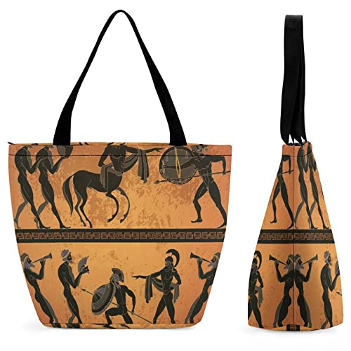 Longfind Bolsas De Compra Grecia Centauro Figura Negra Cerámica Mitología Griega Antigua Bolsa De Playa Bolsa De Libro Con Cremallera Bolsos De Compras Bolsos Interiores Bolsillo