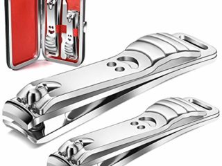 longzon Cortauñas Profesional con Lima y Caja, 2 Acero Inoxidable Alicates Cortadoras de Uñas y 1 Lima de Uñas para Manos y Pies, Cortauñas Set - Alicates Uñas- Cortaúñas para Hombre y Mujer