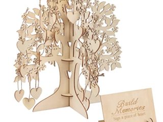 LOOPES Libro de Visitas de Boda Árbol de Deseos para Bodas Madera 3D Guest Book Wedding Tableta Corazón Decoración Mesa Fiesta Cumpleaños Bautizo Aniversario Manualidades Bricolaje DIY.