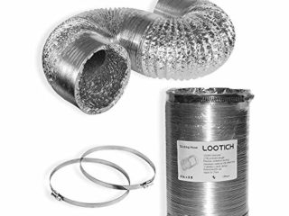 LOOTICH Tubo Flexible de Aluminio Ø102mm Longitud 2.5m para Conducto de Aire de Ventilación Sistemas con 2 Abrazaderas de Acero