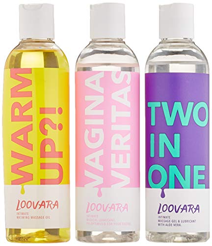 Loovara pack ahorro Love Mix, aceite de masaje hidratante y gel lubricante, pack económico de 3 | ingredientes hidratantes y naturales | para juegos eróticos, el sexo o con juguetes sexuales