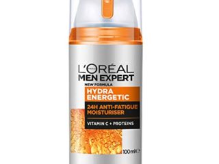 L'Oréal Men Expert Crema Hidratante Anti-Fatiga 24h Hydra Energetic para Hombres, Crema Facial de Uso Diario, Aporta Energía, Formato 100 ml