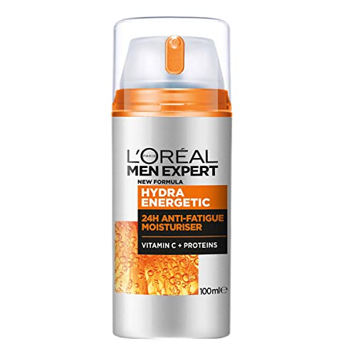 L'Oréal Men Expert Crema Hidratante Anti-Fatiga 24h Hydra Energetic para Hombres, Crema Facial de Uso Diario, Aporta Energía, Formato 100 ml
