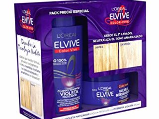 L'Oreal Paris Elvive Color Vive Pack Violeta, Champú Matizador y Mascarilla Intensiva, Suaviza y Nutre, Neutraliza Tonos Anaranjados, Para Pelo Teñido, Rubio, Decolorado o Gris, 200 ml y 250 ml