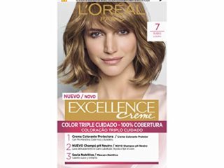 L'Oreal Paris Tinte Permanente 100% Cobertura de Canas, Triple Cuidado Avanzado, Excellence Creme, Tono 7 Rubio, 50 ml