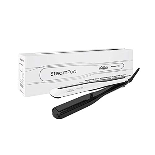 L'Oreal Professionnel Paris | Steampod, Plancha de Pelo Profesional con tecnología a vapor, para un Cabello Liso y Ondas Naturales, Enchufe Europeo, Color Blanco, Tamaño Estándar
