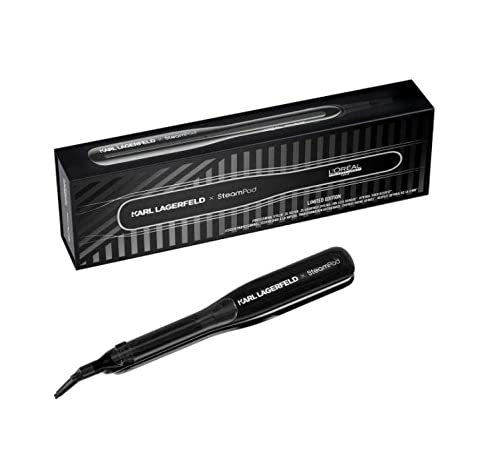 L'Oreal Professionnel | Steampod x Karl Lagerfeld, Plancha de Pelo Profesional Potenciada por Vapor, Cabello Liso y Ondas Suaves, Look Profesional, Enchufe Europeo, Negro