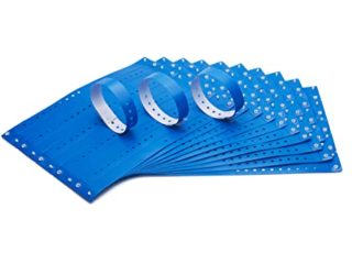 Lote de 100 pulseras de plástico y vinilo para eventos, fiestas y festivales, impermeables, 25 x 1,9 cm (azul)