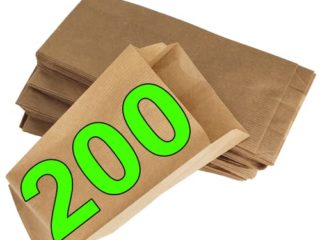 Loxato 200 Bolsas papel kraft marrón - Bolsas de regalos - Bolsas de papel para bocadillos - Bolsas de papel sin asas - Bolsa para llevar desayuno - Bolsas kraft - Bolsas craft papel - 10x5.5x25cm
