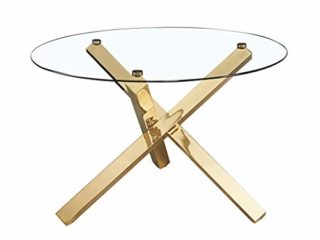 LPD Capri - Mesa de Comedor Redonda de Cristal con Patas Doradas
