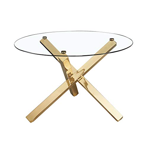 LPD Capri - Mesa de Comedor Redonda de Cristal con Patas Doradas