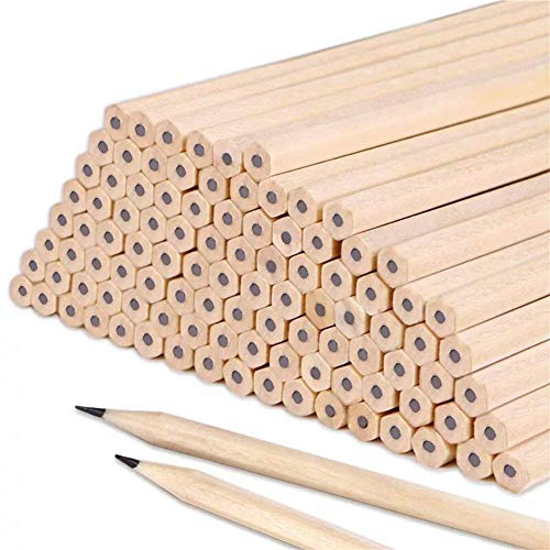 Lápices de HB Juego de hexágono de grafito de madera natural básico para dibujo, útiles escolares de oficina de escritura 17.9 * 0.7 cm (50 P）