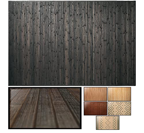 LucaHome – Alfombra bambú Uganda Ideal para Interior o Exterior, Alfombra bambú para Cocina, salón, despacho, Dormitorio con Cenefa, Alfombra de bambú Antideslizante (Dark Grey, 120x180cm)