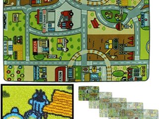 LucaHome – Alfombra Infantil Carretera, Juegos, Ciudad, alcolchada | Alfombra Infantil Plegable | Alfombra Juegos Circuito Coches con Base Antideslizante | Alfombra Carretera Coches 100 x 140cm