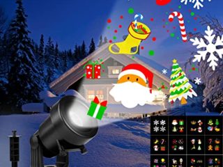 Luces de Proyector Navidad - Proyector Luces Navidad LED con 16 Diapositivas, IP65 Impermeable, Cable de 3M, 7.5W, Luz de Proyector Exterior para Navidad, Halloween, Fiestas, Jardín, Bodas