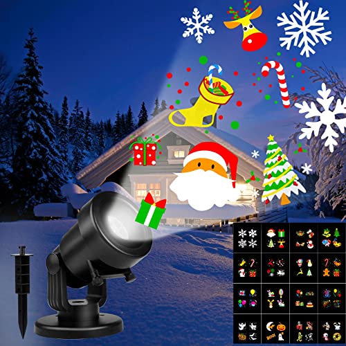 Luces de Proyector Navidad - Proyector Luces Navidad LED con 16 Diapositivas, IP65 Impermeable, Cable de 3M, 7.5W, Luz de Proyector Exterior para Navidad, Halloween, Fiestas, Jardín, Bodas