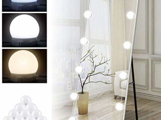 Luces Espejo Maquillaje 14 Bombillas, Luz LED Estilo Hollywood con Interruptor y USB Cable, 3 Colores y 10 Brillos Ajustables, Luces para Tocador, Luces LED Kit de Espejo, 1 juego