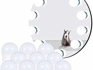 Luces de Espejo LED luces para espejo Estilo Hollywood 10 Bombillas Regulables 3 Modos de Color con USB Puerto Luz Espejo Maquillaje Tocador Baño Espejo Regalo para Fiesta Cumpleaño