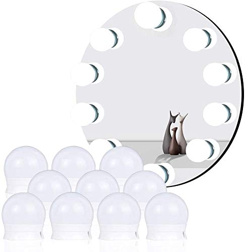 Luces de Espejo LED luces para espejo Estilo Hollywood 10 Bombillas Regulables 3 Modos de Color con USB Puerto Luz Espejo Maquillaje Tocador Baño Espejo Regalo para Fiesta Cumpleaño
