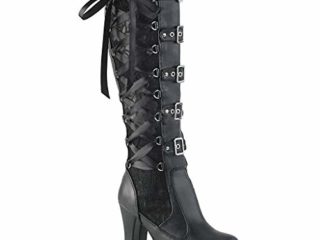 Luckycat Botas para Mujer, Mujeres Rodilla Alta Becerro Biker Botas señoras Zip Punk Militar Combate ejército Botas para Cosplay Botas para Mujer Chica Nina
