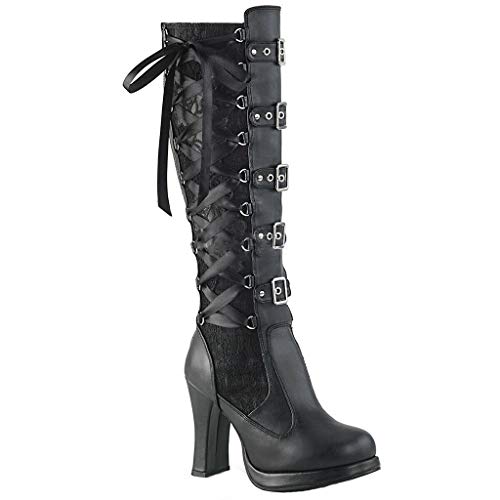 Luckycat Botas para Mujer, Mujeres Rodilla Alta Becerro Biker Botas señoras Zip Punk Militar Combate ejército Botas para Cosplay Botas para Mujer Chica Nina