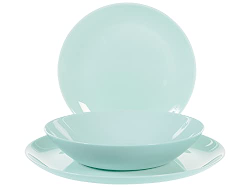 Luminarc Diwali Turquesa Vajilla, Vidrio Opal, 18 Platos